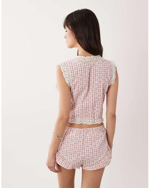 Wild Lovers Pink Mireille Button Front Top With Lace Detail