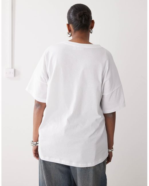 Noisy May Gray Oversize Tee With Cake Print