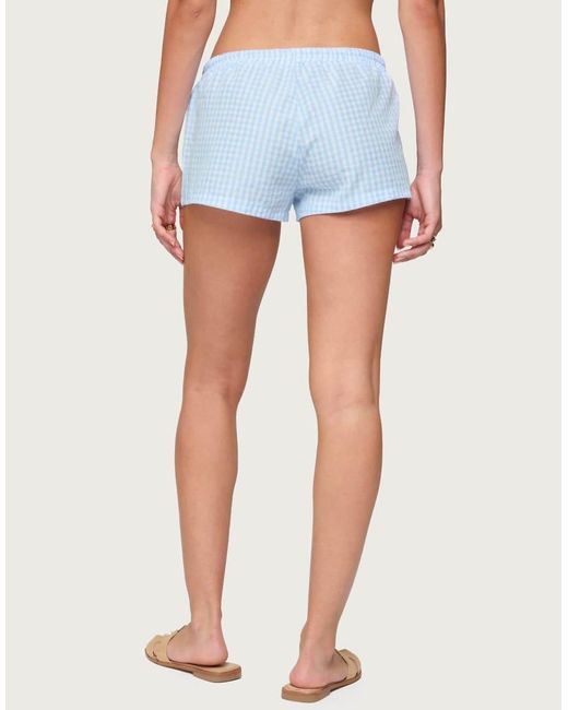Edikted Blue Yaffa Gingham Shorts