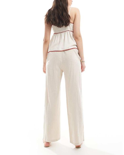 ONLY Broek Met Wijde Pijpen Met Linnenlook in het Natural