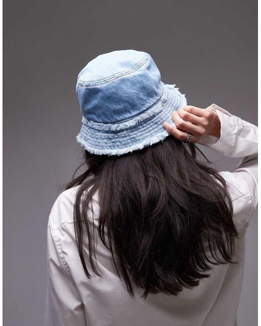 Tommy Hilfiger Gray Frayed Denim Bucket Hat