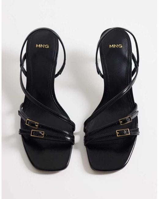 Mango Metallic Strappy Minimal Heeled Sandals With Buckles