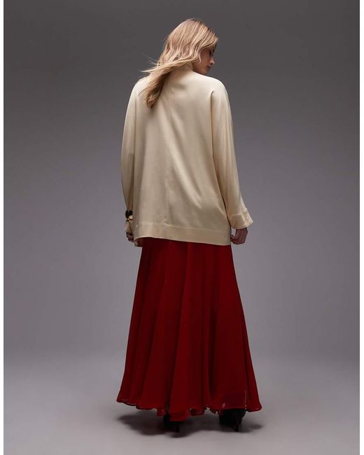 ASOS Red Maxi Chiffon Volume Skirt