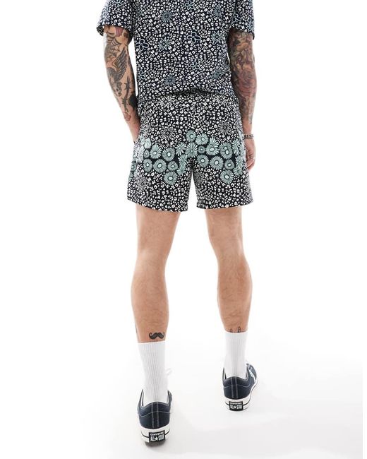 Shorts De Baño Con Estampado Floral Colbert De (Parte De Un Conjunto) Farah de hombre de color Blue