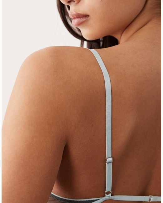 ASOS Green Emilia Sheer Mesh Triangle Bra With Contrast Trim