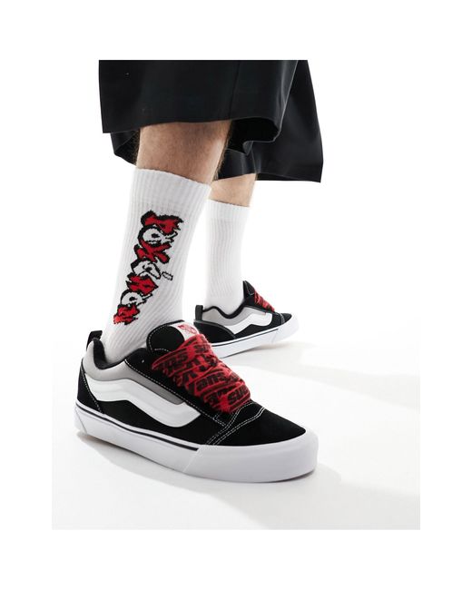 Vans Black Knu Skool Trainers With Red Interest Laces