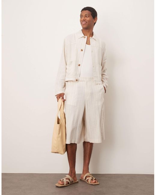 Bermuda oversize en lin mélangé - taupe ASOS pour homme en coloris Natural
