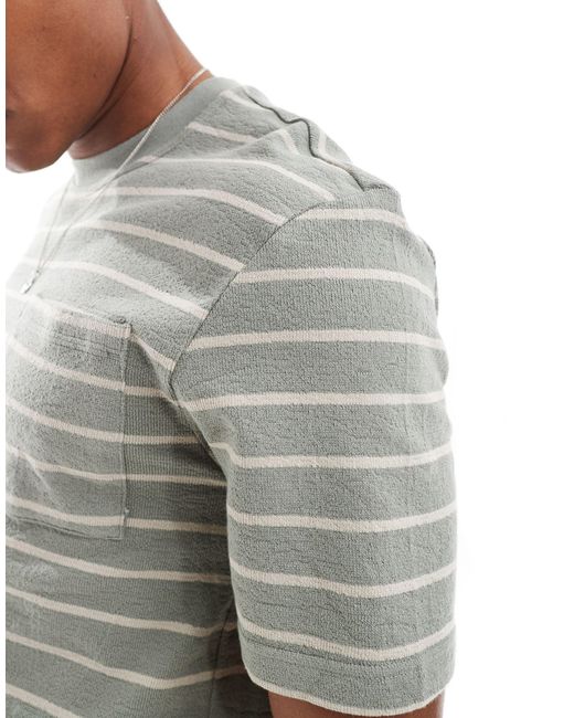 River Island White Stripe T-shirt for men