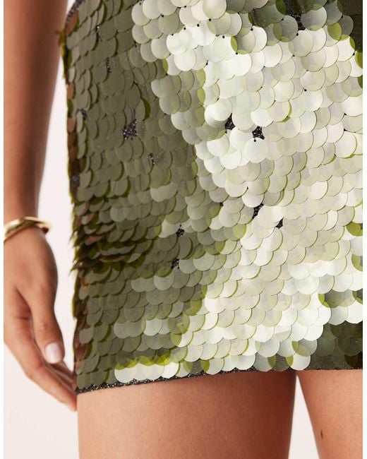 ASOS Green Low Rise Large Sequin Disc Mini Skirt