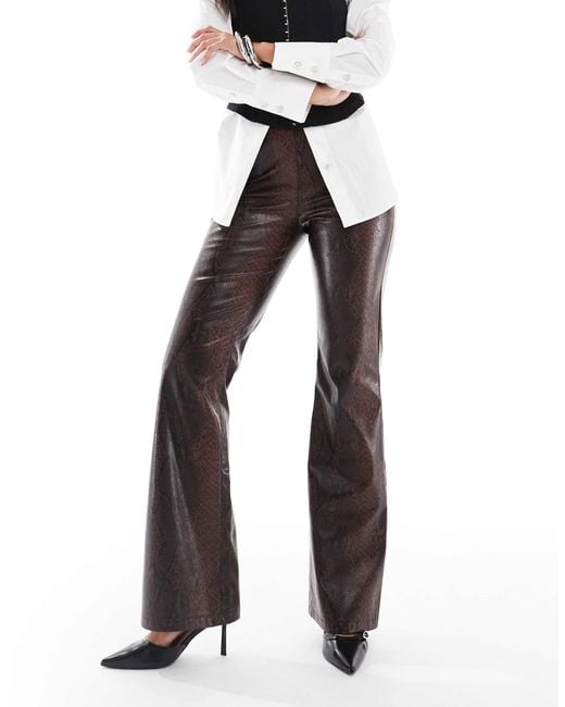 ASOS White Tailored Faux Leather Clean Flare Trousers