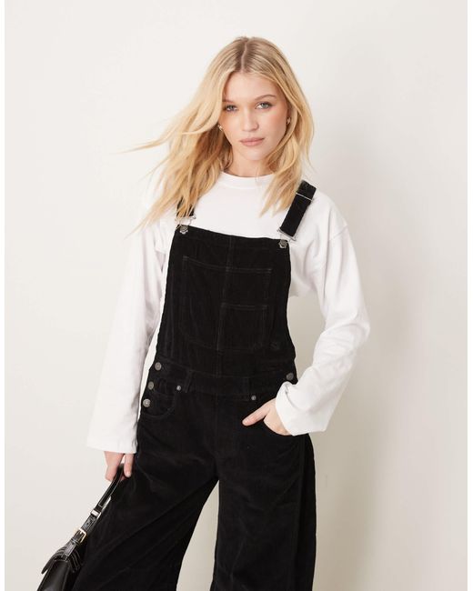 Free People Black – locker geschnittene cord-latzhose