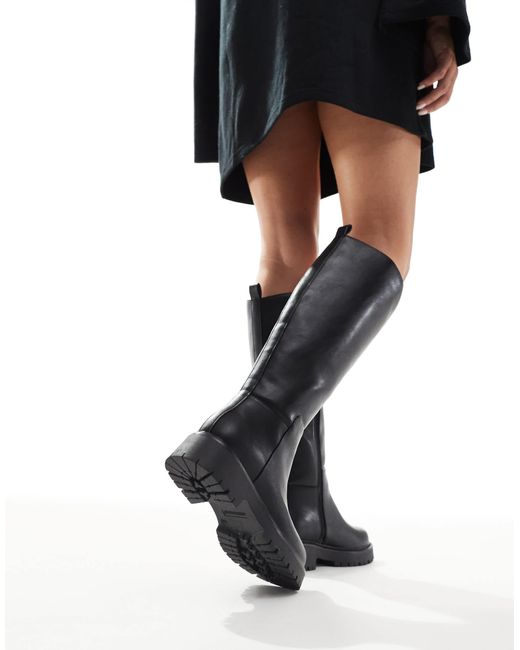 London Rebel Black – olivia – klobige, kniehohe stiefel