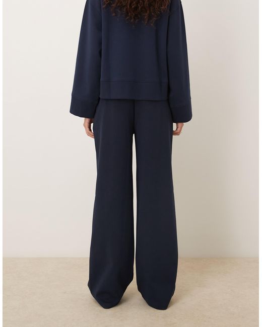 ASOS Blue Interlock Wide Leg Trouser
