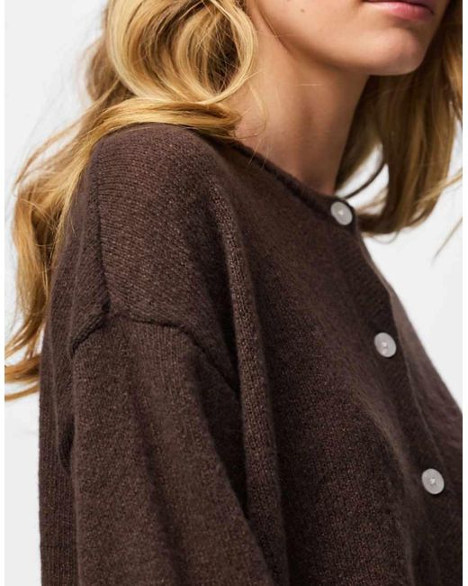 Pieces Brown Knitted Cardigan