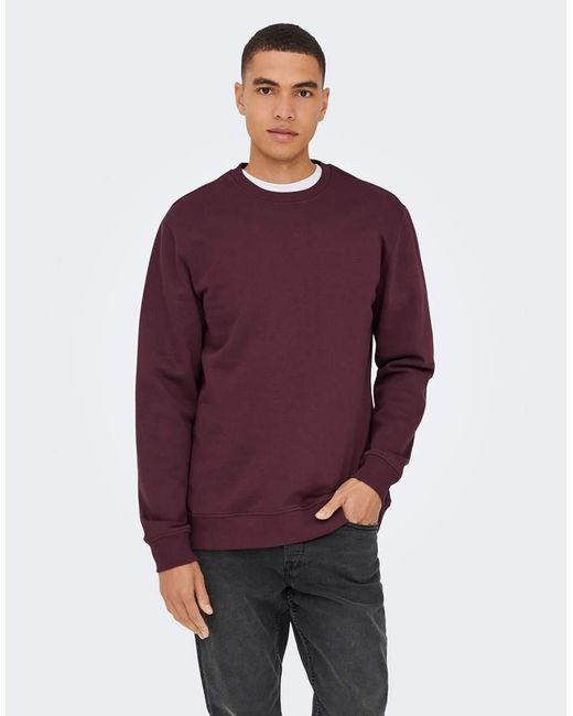 Only & Sons Sweatshirt in het Purple voor heren