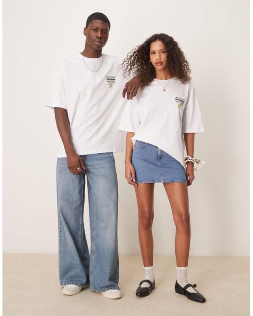ASOS White Disney Pixar Unisex Oversized T-shirt With Monsters Inc Prints