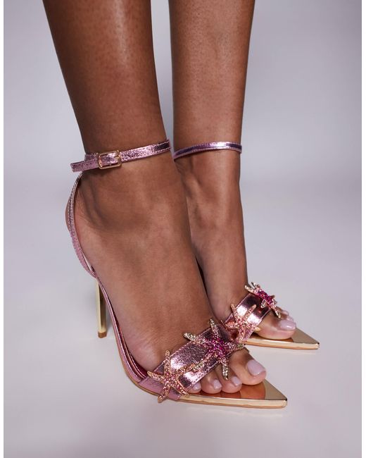 Public Desire Pink Embellished Starfish High Heeled Sandals