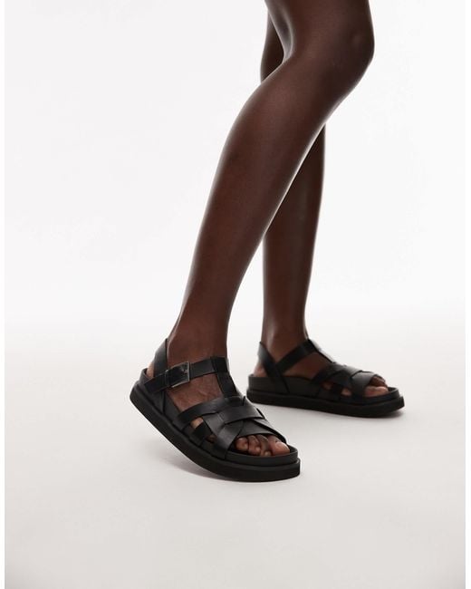 TOPSHOP Black Jason Flat Sandal