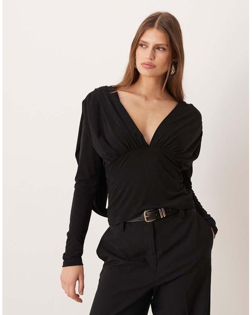 Gina Tricot Black Draped Back Top