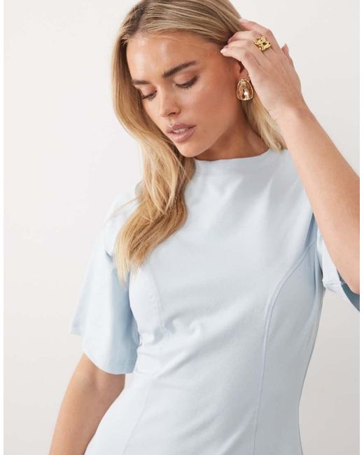 ASOS Blue Asos Design Petite Cinched Seam Detail Mini Dress