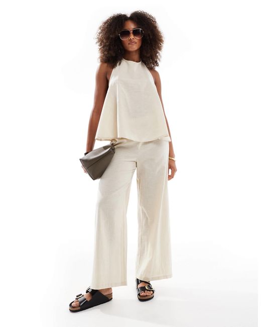esmé studios Natural Esmee Exclusive Linen Look Relaxed Beach Trousers