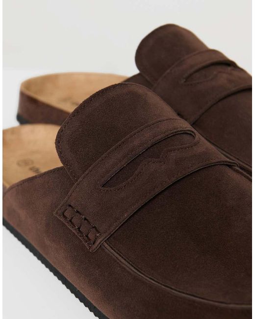 Threadbare Brown Faux Suede Penny Loafer Sandals for men