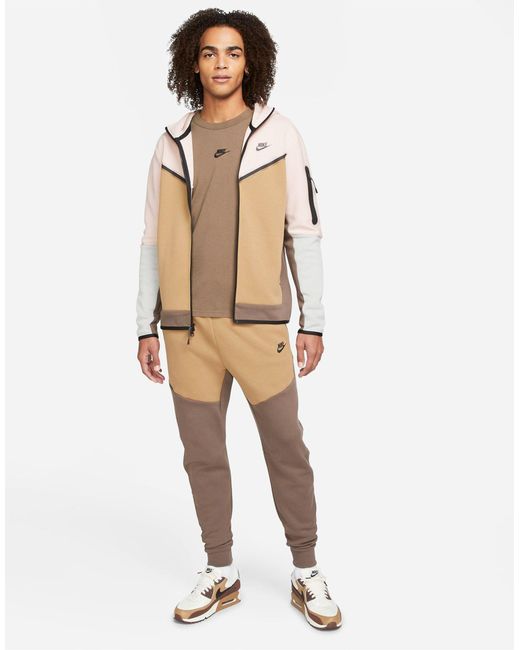 Nike Tech Fleece Color Block Sweatpants in Brown for Men - Lyst