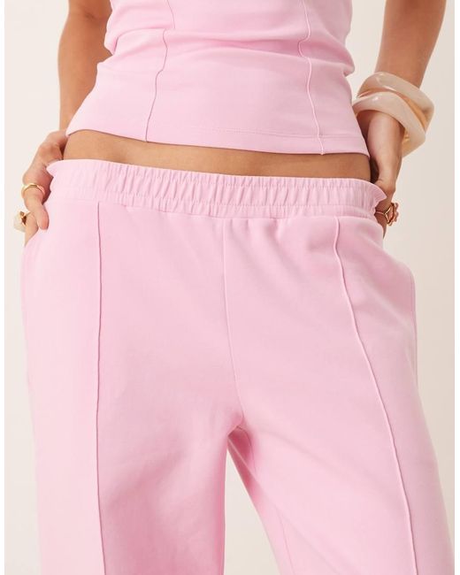 ASOS Broek Met Wijde Ronde Pijpen En Interlocknaden in het Pink