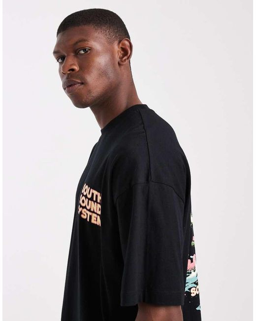 ASOS Black Oversized T-shirt With Cartoon Graphic for men