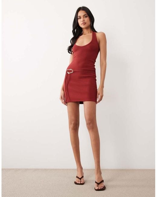 ASOS Red Trim Halter Mini Dress