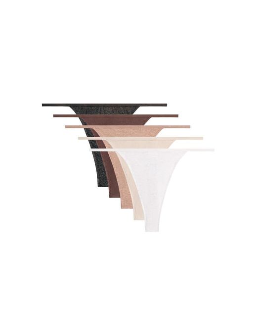 Oysho White 5 Rib Cotton Blend Thongs