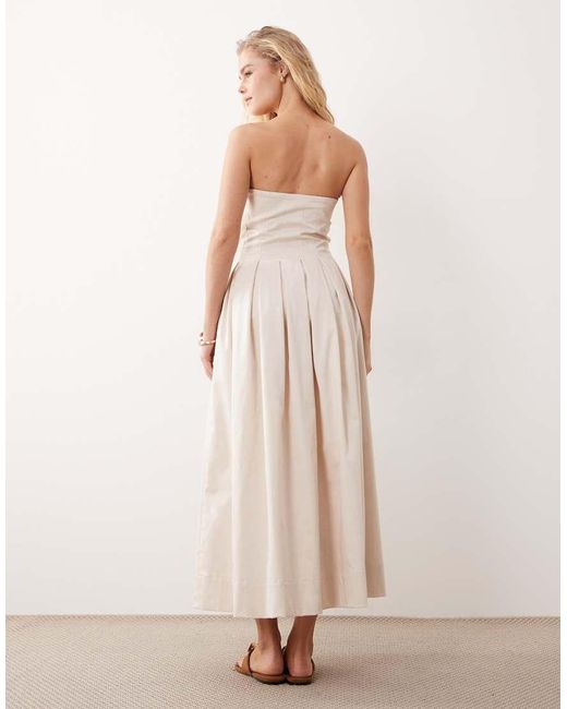 ASOS Natural Bandeau Maxi Sundress With Full Skirt
