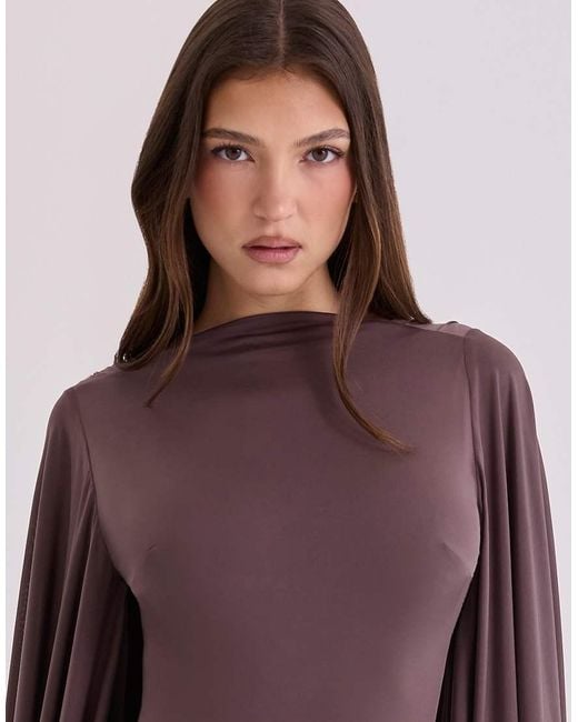 House Of Cb Purple Lavine Espresso Slinky Draped Jersey Playsuit