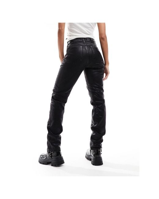 ONLY Black Riley High Waisted Coated Straight Leg Jeans