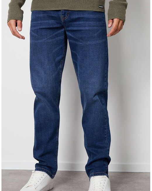 Threadbare Blue Straight Fit Jeans With Stretch for men