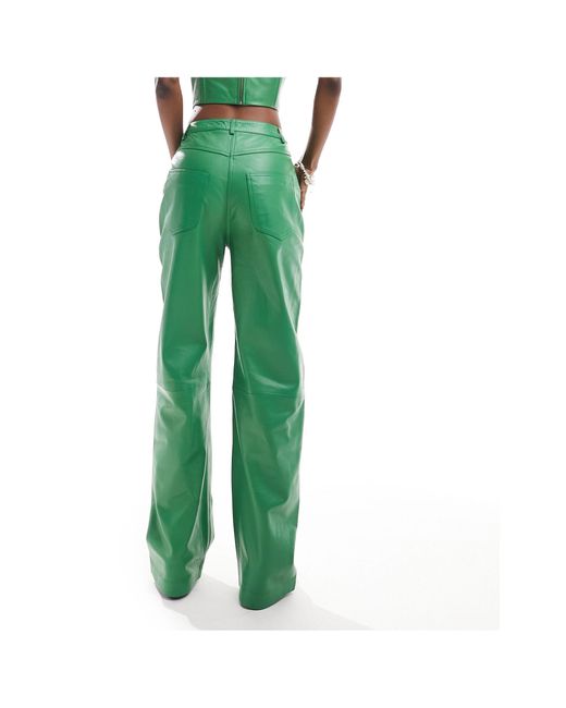 Pantalon droit en cuir à taille haute Muubaa en coloris Green