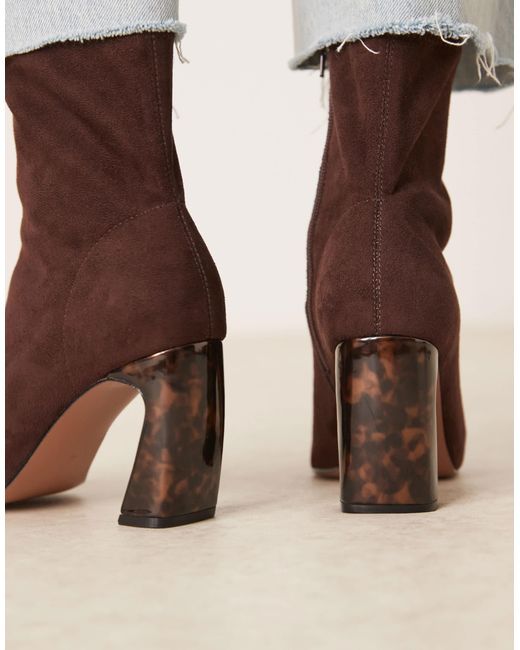 ASOS Natural Esme Banana Heel Ankle Boots