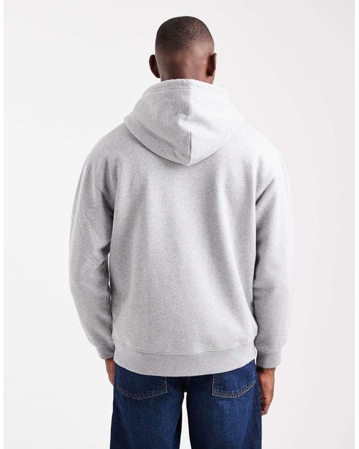 Sudadera Gris Jaspeado Holgada Con Capucha Y Estampado De Logo De Vaquero En La Espalda De Levi's de hombre de color Gray