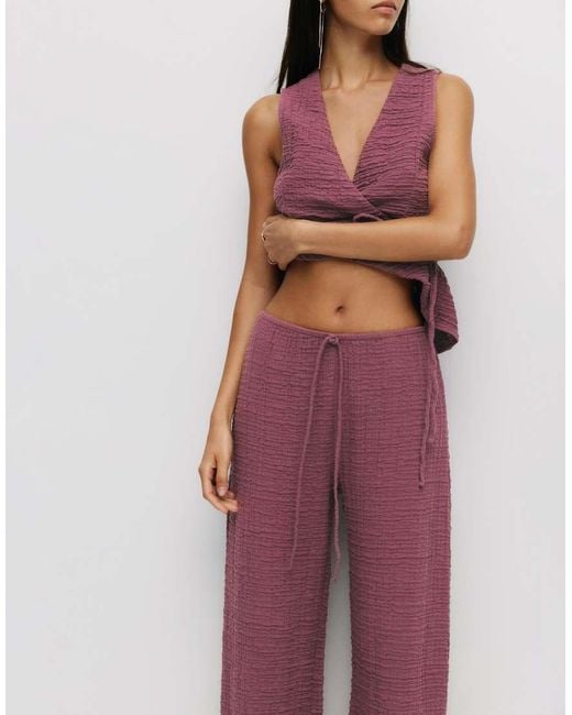 Pull&Bear Rustieke Broek Met Kreukeffect in het Pink