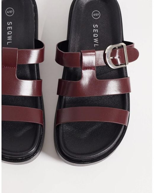 SEQWL Red Strappy Flatform Sandals