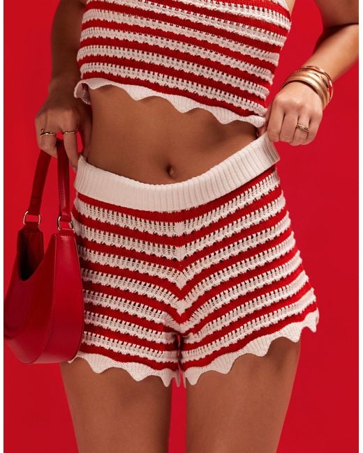 ASOS Red Crochet Shorts