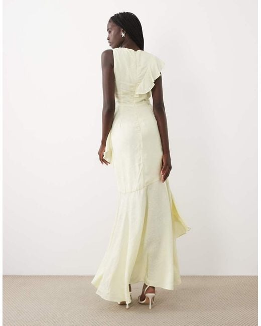 True Decadence Natural Satin Floral Maxi Dress