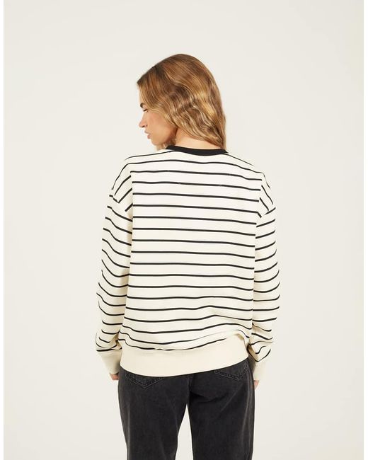 Brave Soul Natural Classic Stripe Crew Neck Sweatshirt