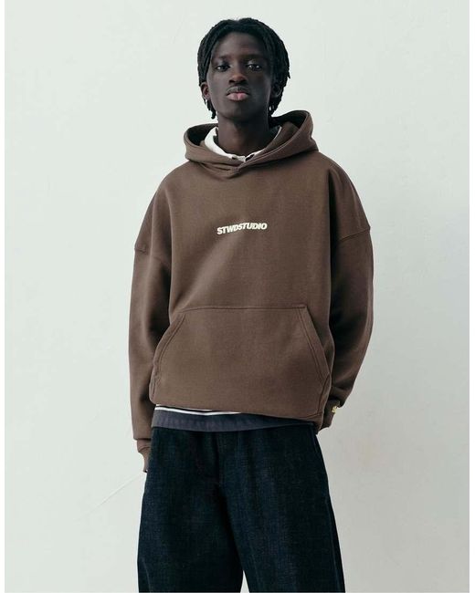 Pull&Bear Black Stwd Studio Hoodie for men