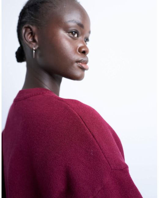 Pull ajusté à la taille en maille compacte - bordeaux TOPSHOP en coloris Red