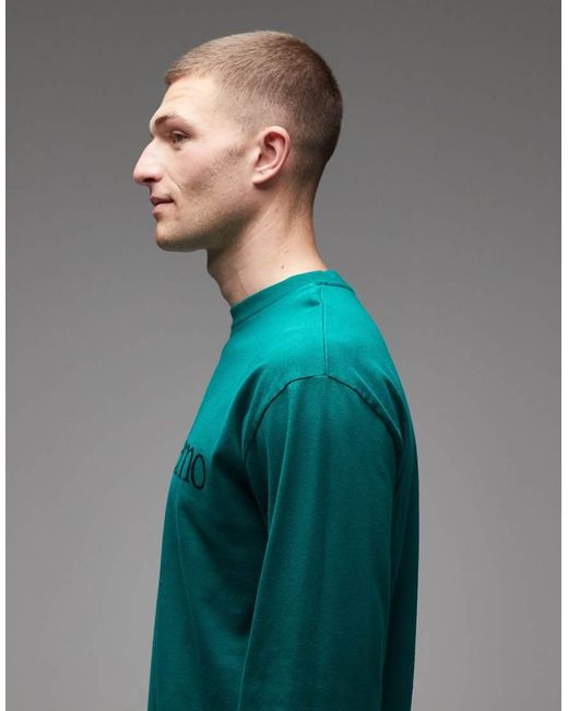 No Problemo Green Long Sleeve Cotton Logo T-Shirt for men