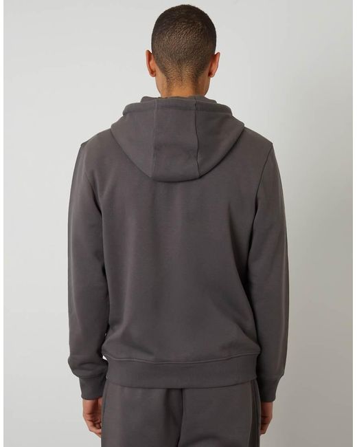 Threadbare Gray Cotton Blend Zip Through Hoodie for men