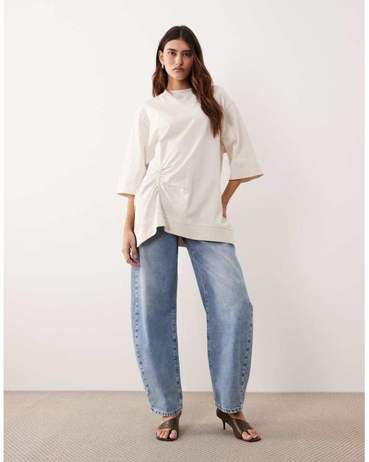 ARRANGE Blue Side Ruched Detail Oversized Tee