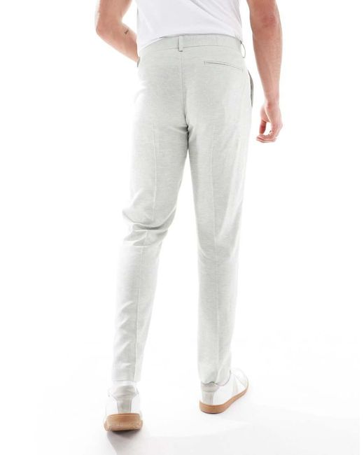ASOS White Slim Suit Trousers With Linen for men