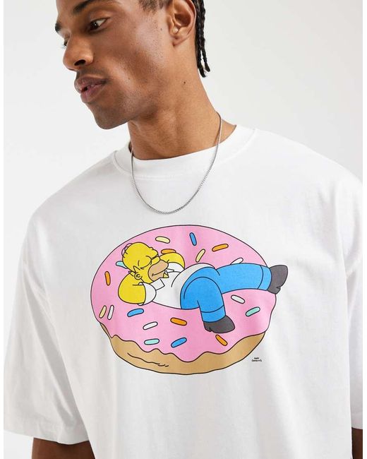 ASOS White Oversized Tee With The Simpsons Print for men
